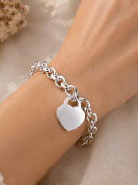 925 Sterling Silver Heart Chain Bracelet